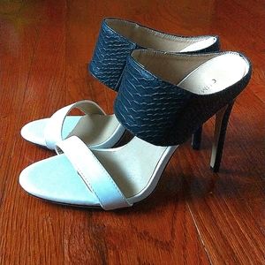Sandals, 4inch heels, Size 9, white & black,